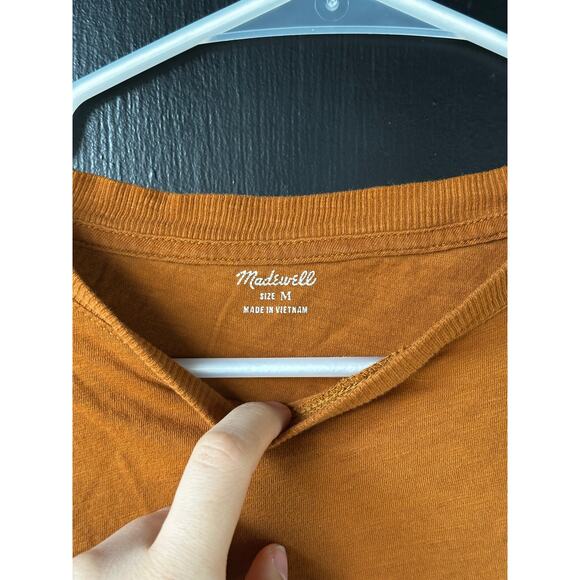 Madewell Rust Long Sleeve Tee Women’s Medium 100 Percent Cotton Basic Top - Picture 2 of 4